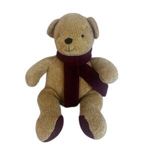 Pottery Barn Teddy Bear Plush Nicholas Large Soft Stuffed Animal Tan and Red 14"